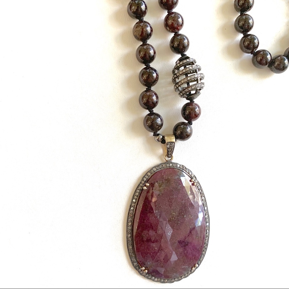 Sapphire Diamond & Garnet Statement Necklace